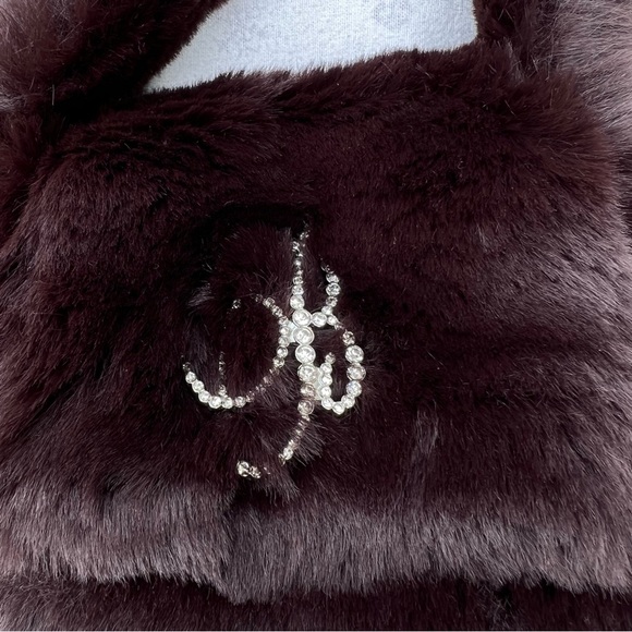Blumarine faux fur bag with rhinestone logo - Picture 8 of 12